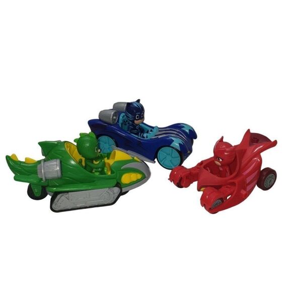 PJ Masks Turbo Blast Racers Deluxe Gekko Owlette Catboy Bundle NWOT - Picture 2 of 5